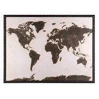 Black & White World Map Framed Art Print