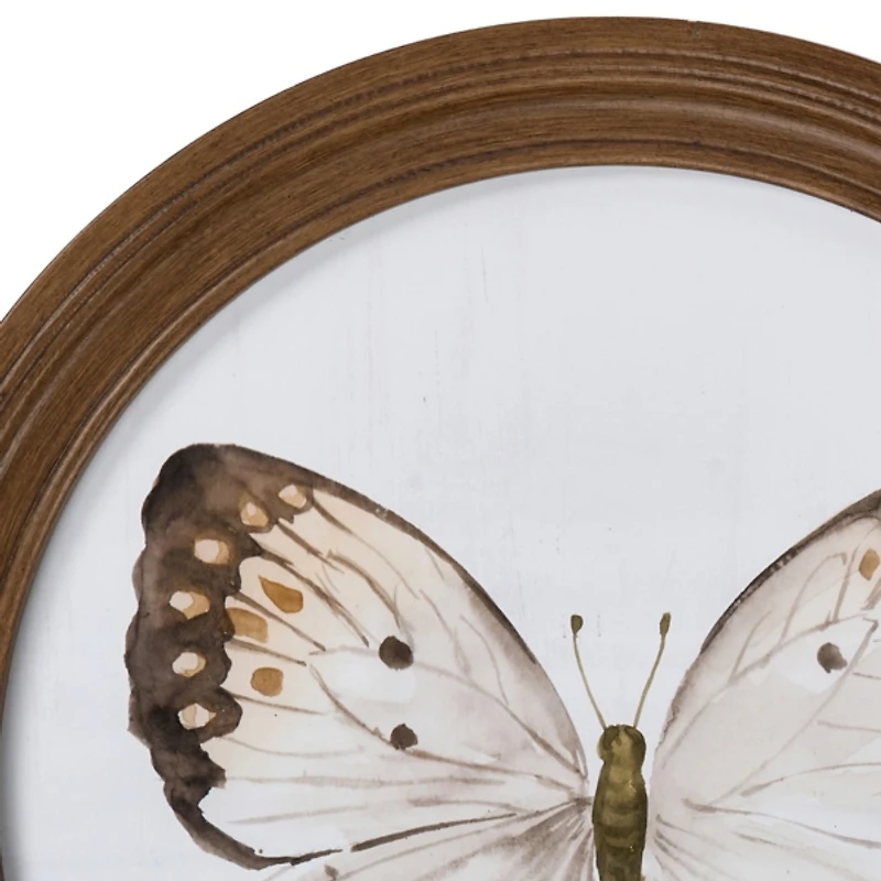Round Neutral Butterfly & Moth Framed Art Prints