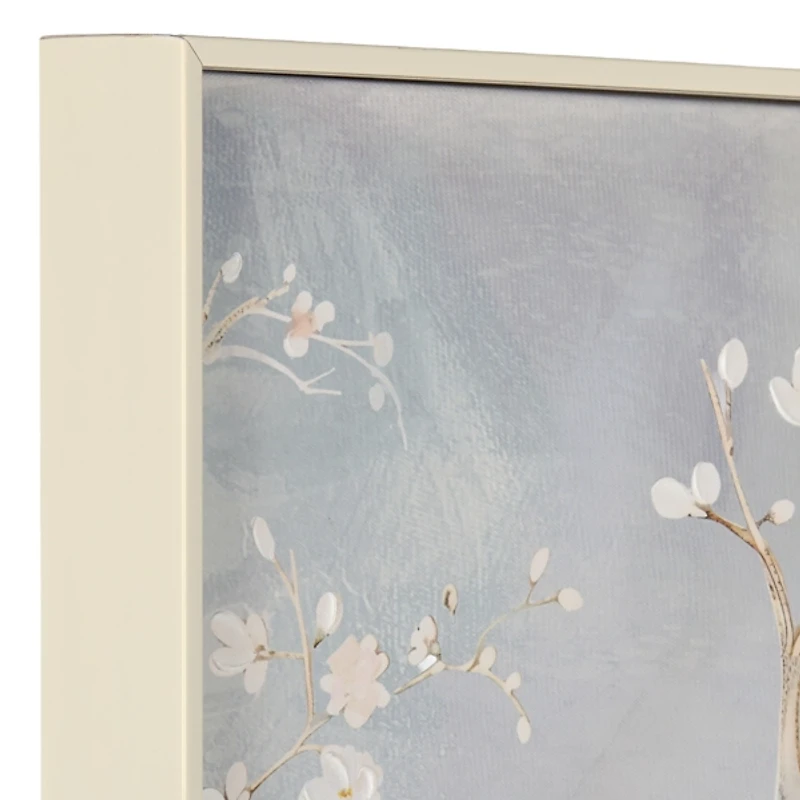 Blue Birds in Floral Framed Canvas Art Print