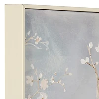 Blue Birds in Floral Framed Canvas Art Print