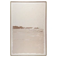 Beige and White Abstract Framed Canvas Art Print