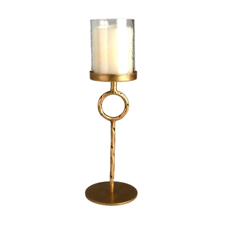 Ronde Gold Iron Pillar Candle Holder, 13 in.