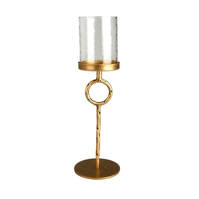 Ronde Gold Iron Pillar Candle Holder, 13 in.