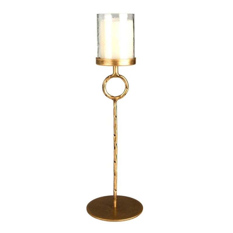 Ronde Gold Iron Pillar Candle Holder, 17 in.