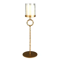 Ronde Gold Iron Pillar Candle Holder, 17 in.