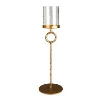 Ronde Gold Iron Pillar Candle Holder, 17 in.