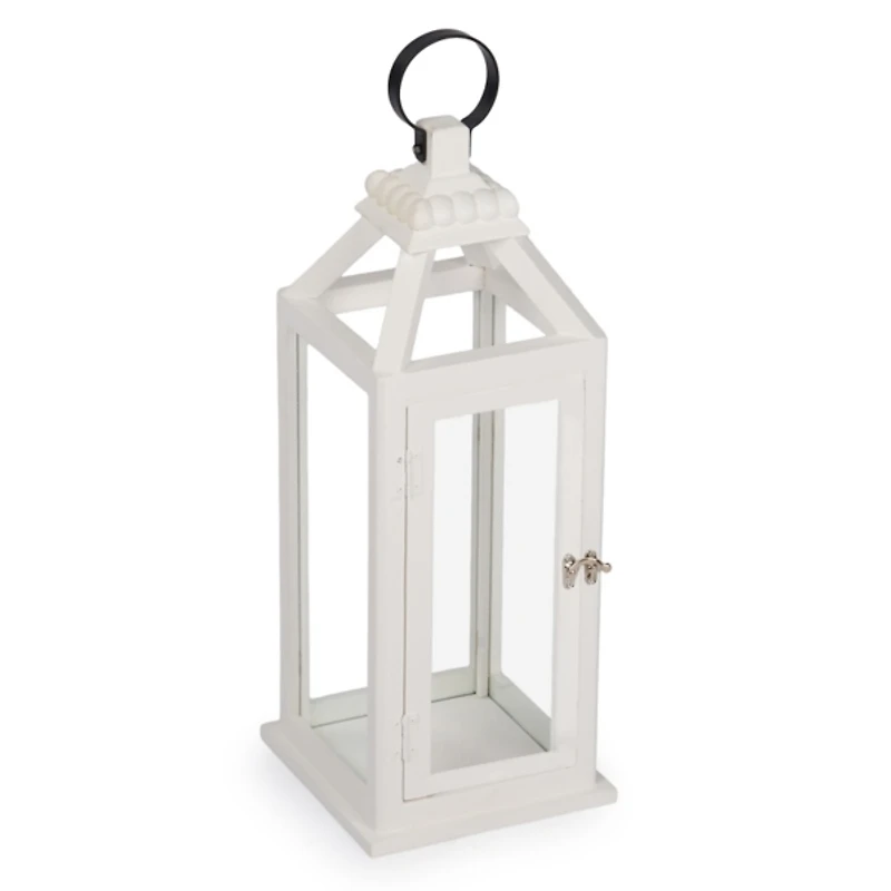 White Wood Silver Handle Lantern