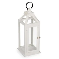 White Wood Silver Handle Lantern