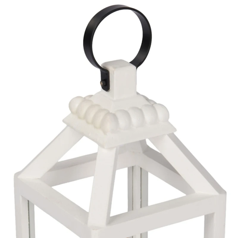 White Wood Silver Handle Lantern