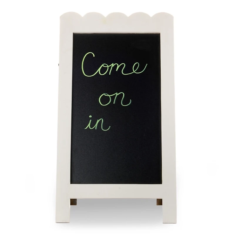 White Scalloped Top Easel Chalkboard