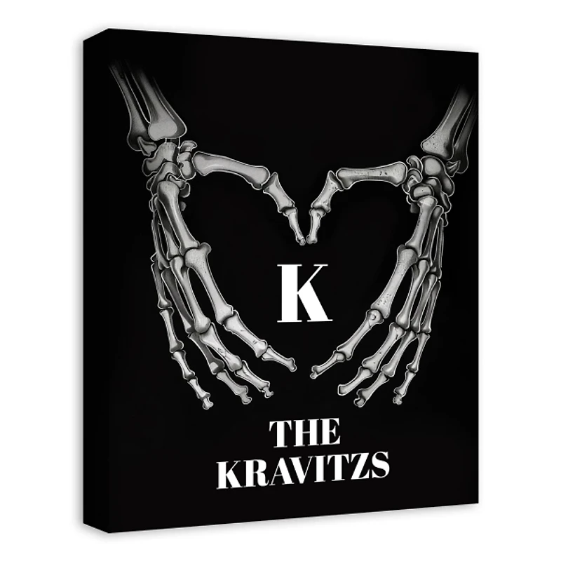 Personalized Skeleton Heart Hands Canvas Art Print