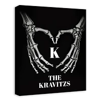 Personalized Skeleton Heart Hands Canvas Art Print