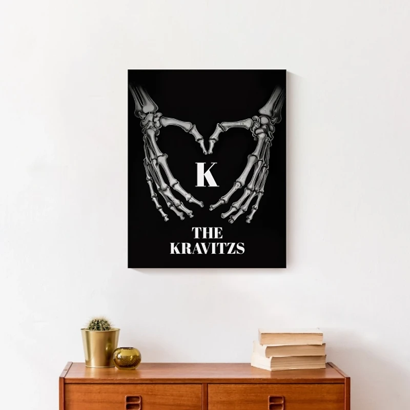Personalized Skeleton Heart Hands Canvas Art Print