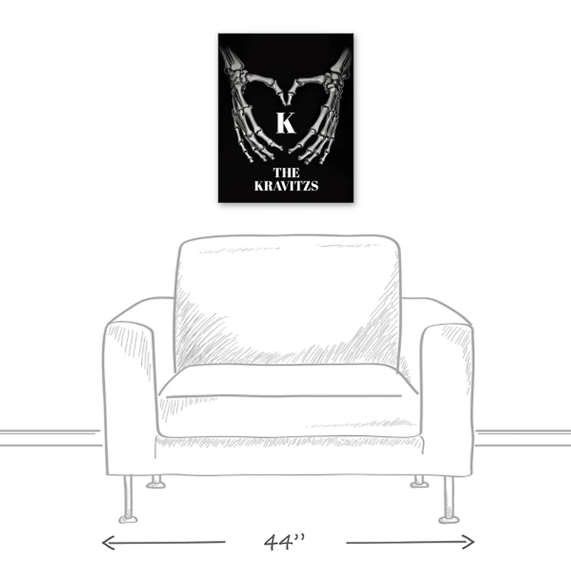 Personalized Skeleton Heart Hands Canvas Art Print