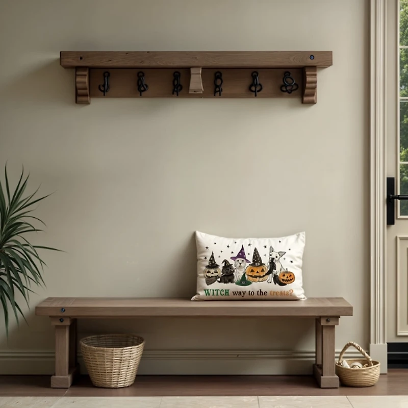 Witch Way to Treats Halloween Lumbar Pillow