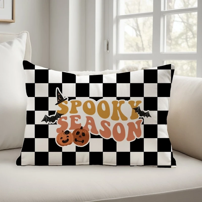 Spooky Season Checkered Lumbar Pillow
