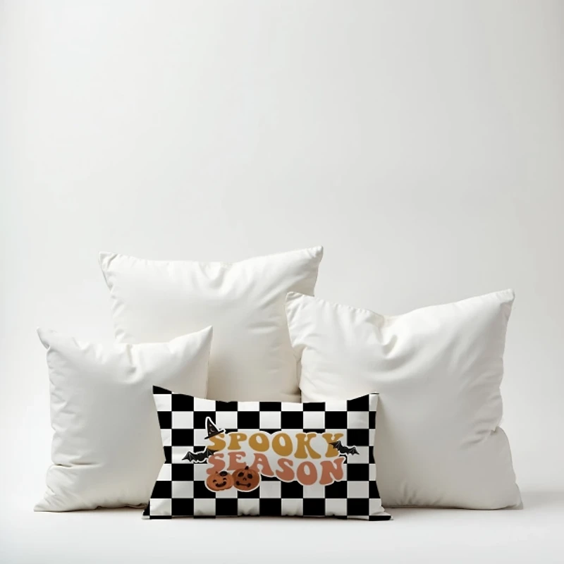 Spooky Season Checkered Lumbar Pillow