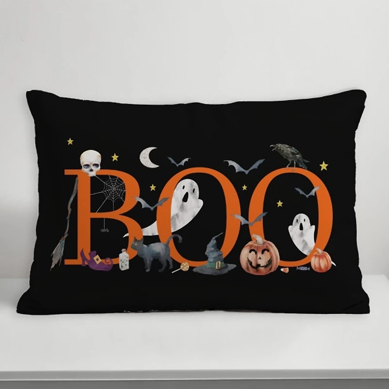 Boo Halloween Icons Lumbar Pillow