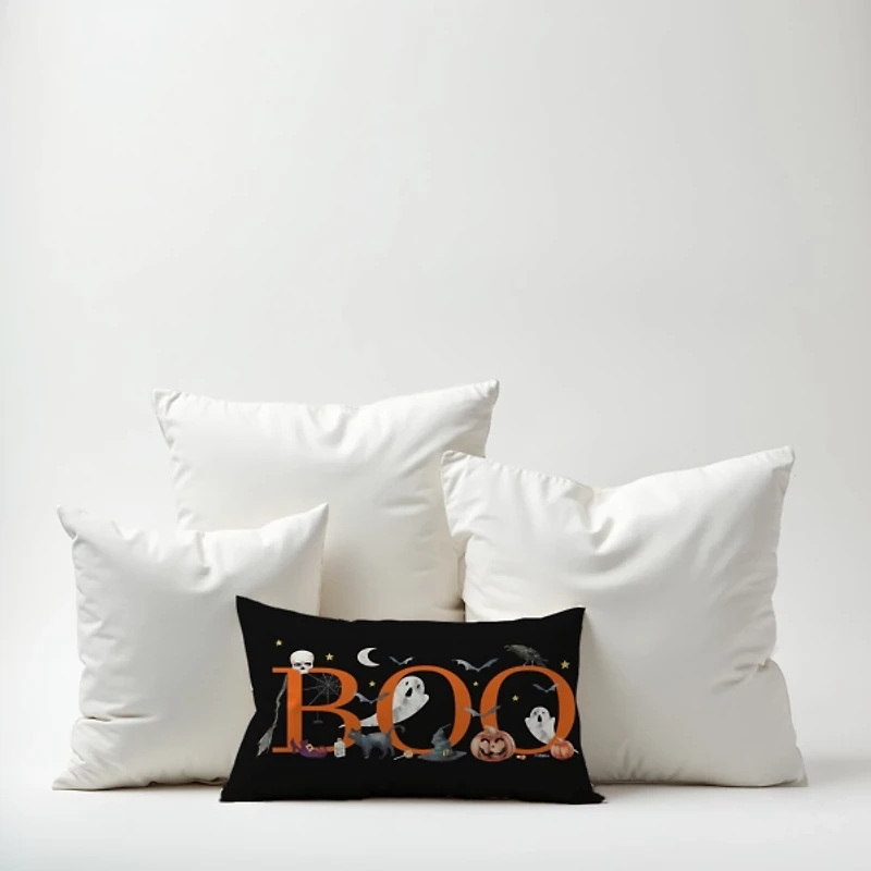 Boo Halloween Icons Lumbar Pillow
