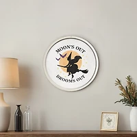 Moon's Out Brooms Out Round Wall Plaque