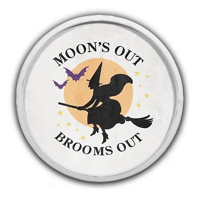 Moon's Out Brooms Out Round Wall Plaque