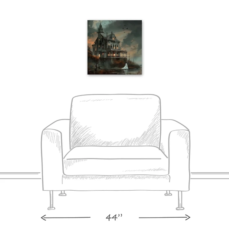 Haunted Lakeside Mansion Canvas Art Print