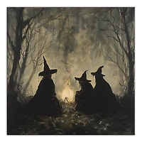 Spooky Witches Circle Canvas Art Print