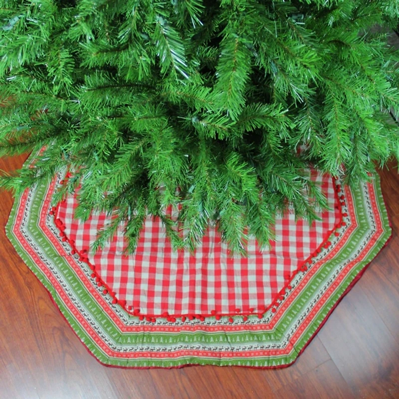 Red and White Buffalo Plaid Christmas Tree Skirt