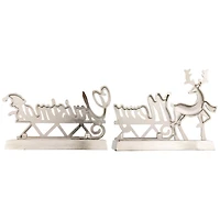 Silver Merry Christmas Stocking Holders, Set of 2