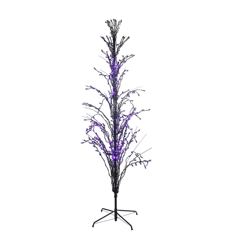 6 ft. Pre-Lit Twig Purple Lights Halloween Tree
