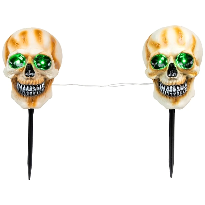 Pre-Lit Skull Path Markers with Sound, Set of 3