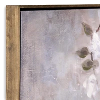 White and Gray Floral Framed Canvas Art Print