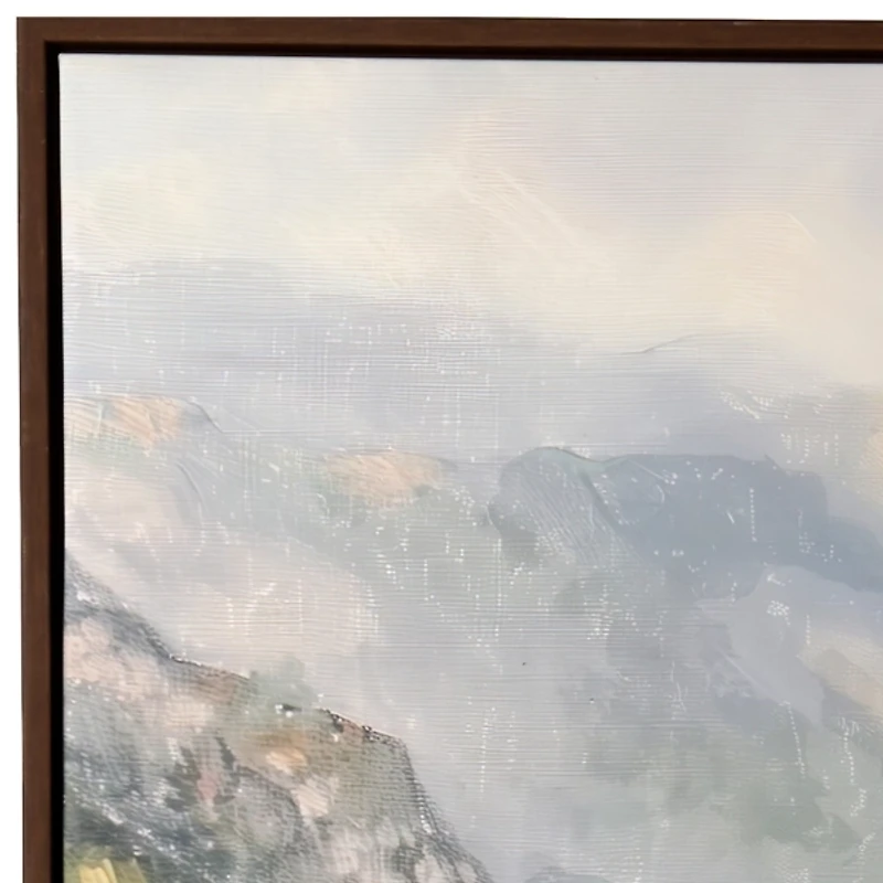 Mountainside View Framed Canvas Art Print