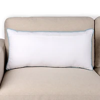 Blue Crewel Floral Lumbar Pillow