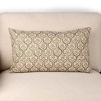 Purple Embroidered Floral Print Lumbar Pillow