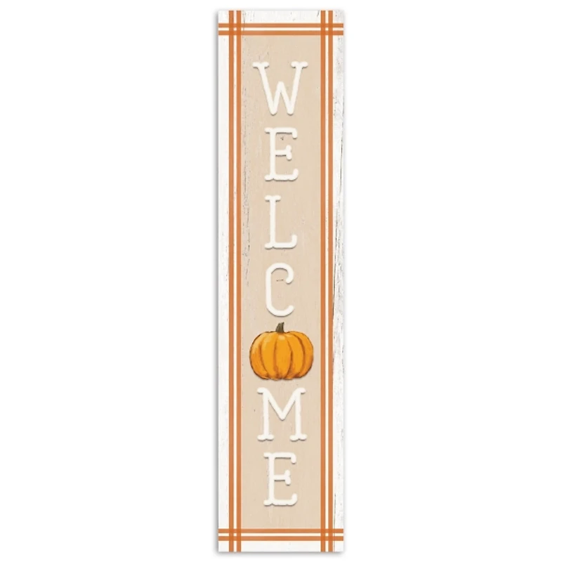 Plaid Welcome Pumpkin Porch Board