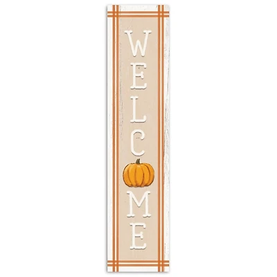 Plaid Welcome Pumpkin Porch Board