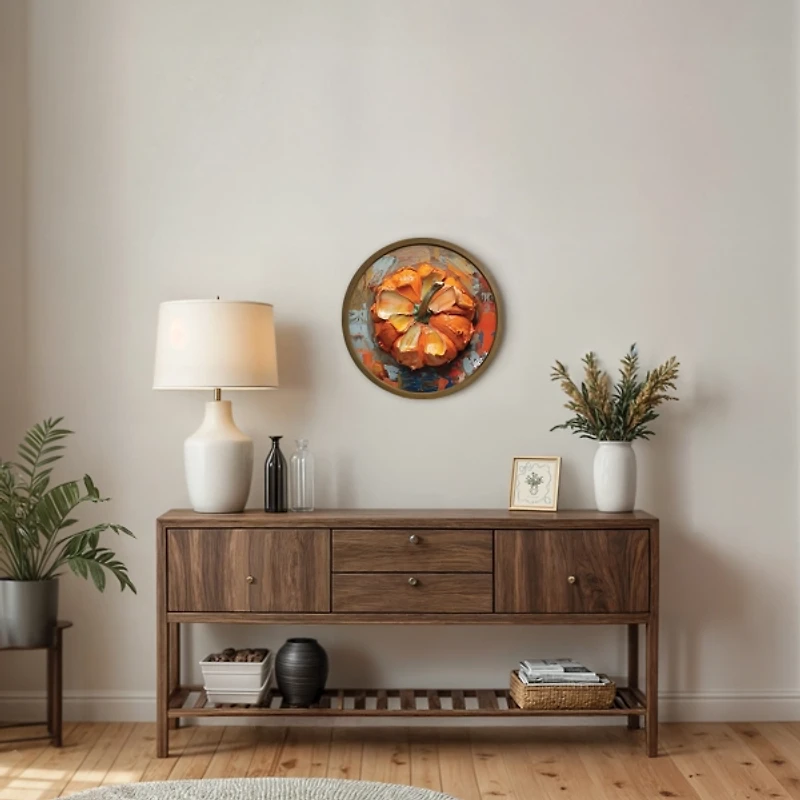 Pumpkin Top Round Framed Art Print