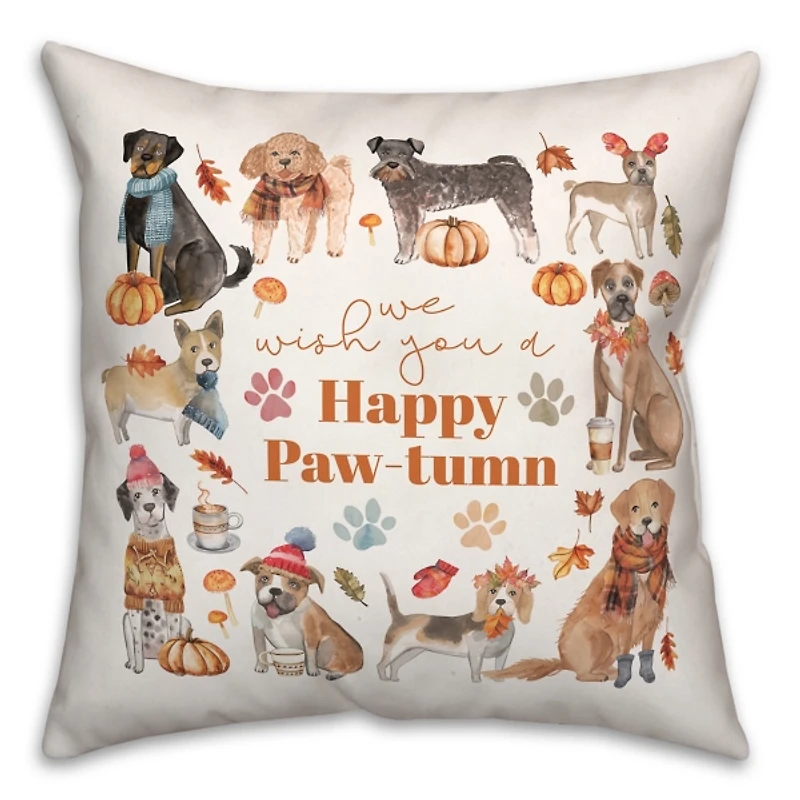 Happy Paw-tumn Outdoor Pillow