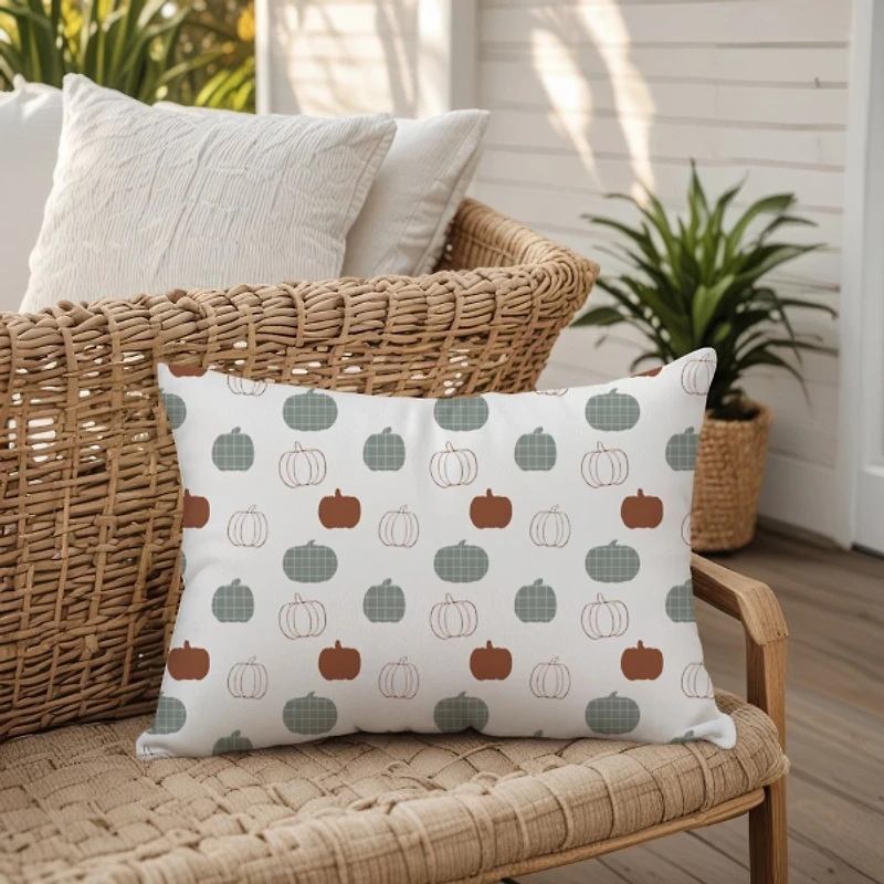 Tiny Pumpkin Pattern Outdoor Pillow