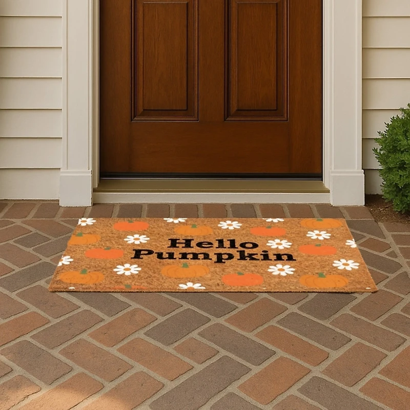 Hello Pumpkin Daisy Coir Doormat