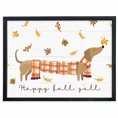Happy Fall Y'all Dog Framed Art Print