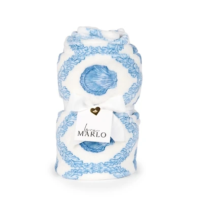 Blue Seashells Fleece Throw