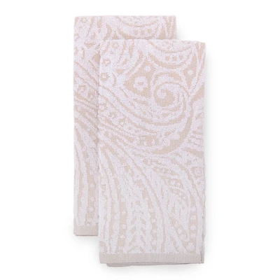 Ivory Paisley Jacquard Kitchen Towels, Set of 2