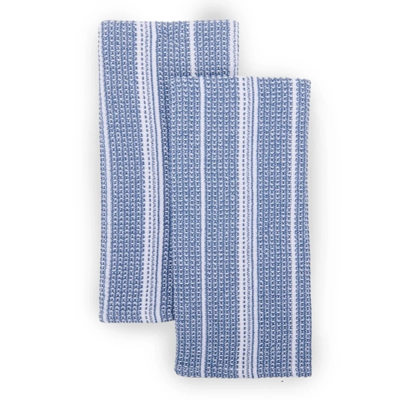 Blue Woven Stripe Kitchen Towels, Set of 2