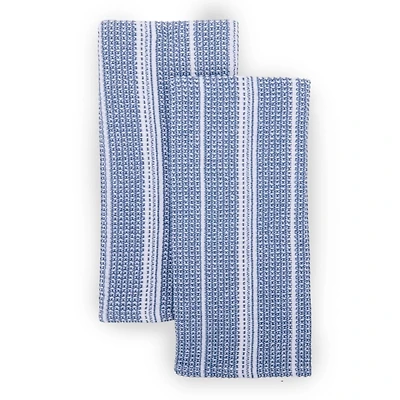 Blue Woven Stripe Kitchen Towels, Set of 2