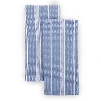 Blue Woven Stripe Kitchen Towels, Set of 2