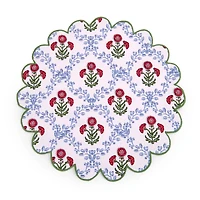 Floral Block Print Scalloped Placemats, Set of 4