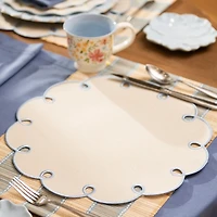 Round Scalloped Blue Trim Placemat