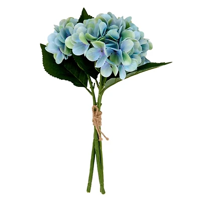 Realistic Blue Green Hydrangea Bundle, 14 in.